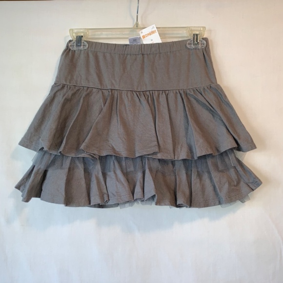 Gymboree Gray Cotton Ruffle/ Tuille Trim Skirt Size 12 - Picture 1 of 5